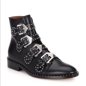 Givenchy Studded Buckle Leather Ankle Boots